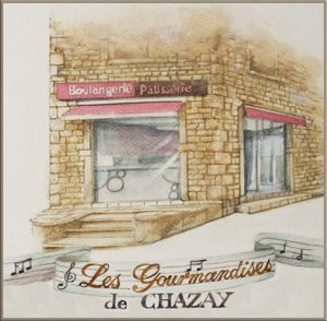 Watercolor for Bakery "Les Gourmandises de Chazay" Chazay d'Azergues